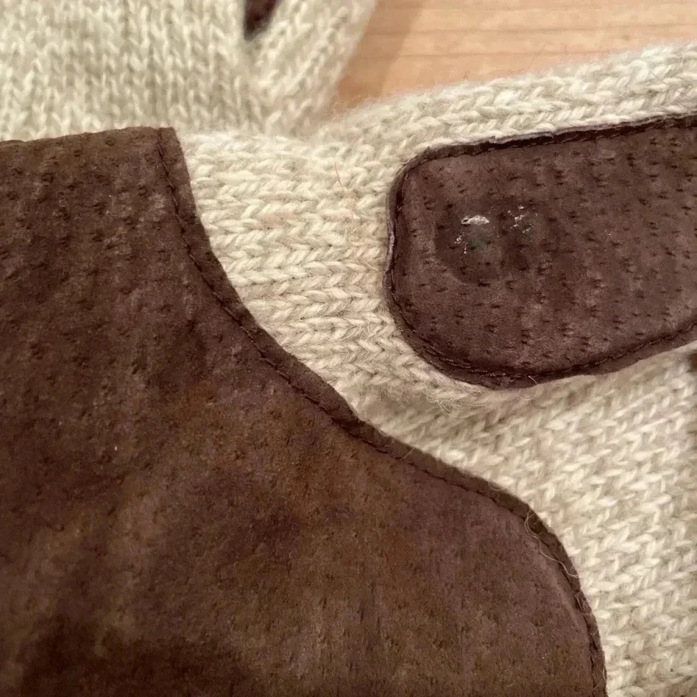 unisex Nautica XL Wool with leather patch gloves warm/winter